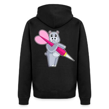 Nilpferd Dart Dartpfeil - Unisex Premium Bio Zip Hoodie - Schwarz - Hinten - Nico (187cm)