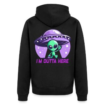 Alien I'm Outta Here Aliens - Unisex Premium Organic Zip Hoodie - black - Back - Nico (187cm)