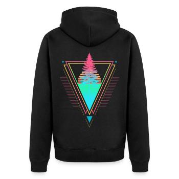 Tannenbaum Vaporwave Synthwave 90s 80s sunset - Unisex Premium Organic Zip Hoodie - black - Back - Nico (187cm)