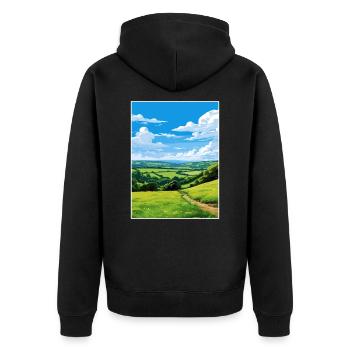 Tamar Valley Aonb Affiche de voyage Peinture Souvenir WPA - Veste à capuche bio Premium Unisexe - noir - Dos - Nico (187cm)
