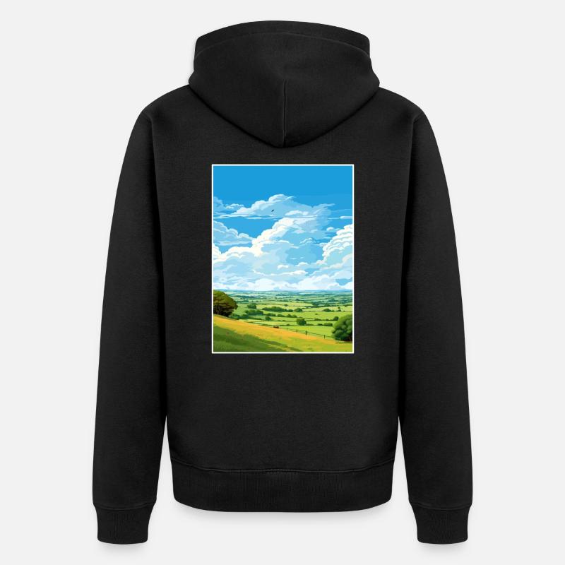 Mendip Hills Aonb Affiche de voyage Souvenir Peinture WPA - Veste Ă capuche bio Premium Unisexe - noir