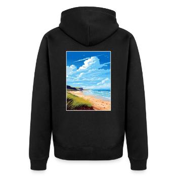 Gower Halbinsel Aonb Reise Poster Souvenir WPA - Unisex Premium Bio Zip Hoodie - Schwarz - Hinten - Nico (187cm)