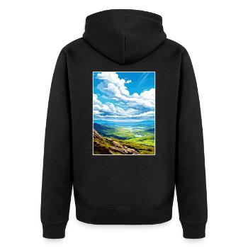 Mourne Mountains Aonb Travel Poster Souvenir WPA - Unisex Premium Organic Zip Hoodie - black - Back - Nico (187cm)