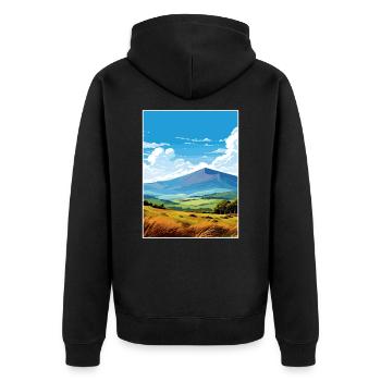 Mourne Mountains Aonb Travel Poster Souvenir WPA - Unisex Premium Organic Zip Hoodie - black - Back - Nico (187cm)