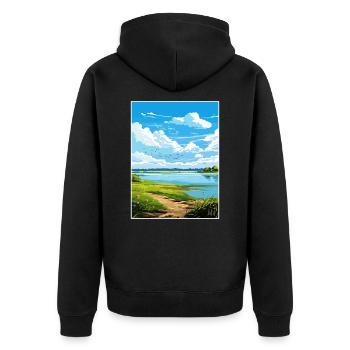 Strangford Lough Aonb Reiseposter Souvenir WPA - Unisex Premium Bio Zip Hoodie - Schwarz - Hinten - Nico (187cm)
