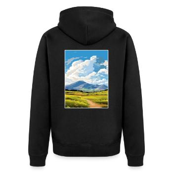 Mourne Mountains Aonb Travel Poster Souvenir WPA - Unisex Premium Organic Zip Hoodie - black - Back - Nico (187cm)