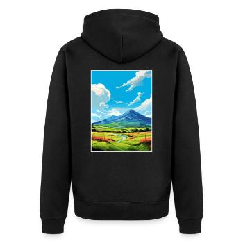 Mourne Mountains Aonb Travel Poster Souvenir WPA - Unisex Premium Organic Zip Hoodie - black - Back - Nico (187cm)