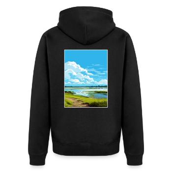 Strangford Lough Aonb Reiseposter Souvenir WPA - Unisex Premium Bio Zip Hoodie - Schwarz - Hinten - Nico (187cm)