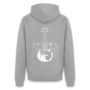 Ukulele Drawing - Unisex Premium Organic Zip Hoodie - heather grey - Back - Nico (187cm)