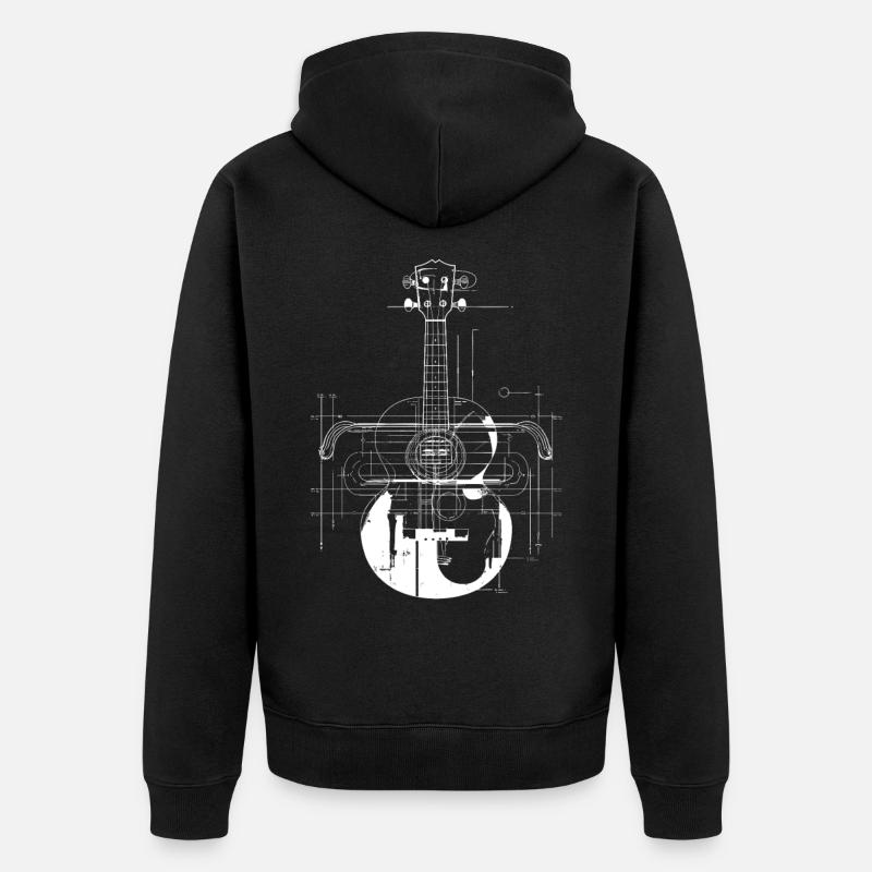 Dessin de ukulélé - Veste à capuche bio Premium Unisexe - noir