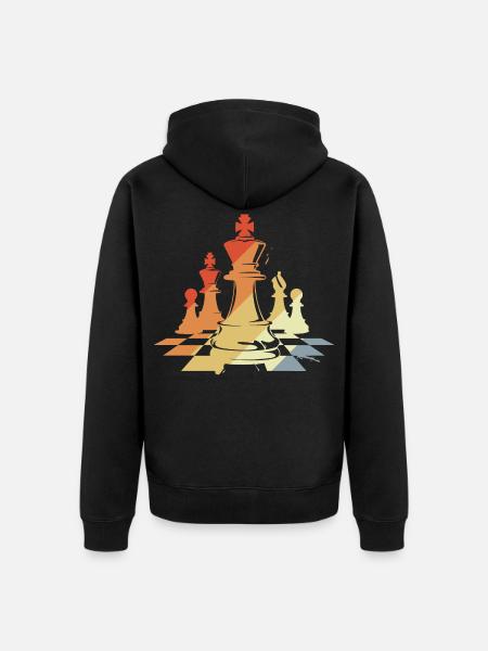 Chess Pieces Sketch Retro - Unisex Premium Organic Zip Hoodie - black