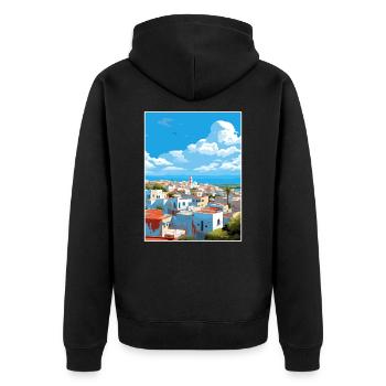 Rabat Maroc Affiche de voyage Peinture Souvenir WPA - Veste à capuche bio Premium Unisexe - noir - Dos - Nico (187cm)