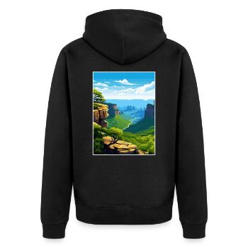 Südafrika Reise Poster Souvenir Postkarte Farbe - Unisex Premium Bio Zip Hoodie - Schwarz - Hinten - Nico (187cm)