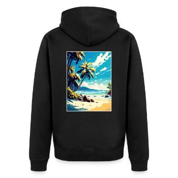Zanzibar Tanzania Travel Poster Souvenir Paint WPA - Unisex Premium Organic Zip Hoodie - black - Back - Nico (187cm)