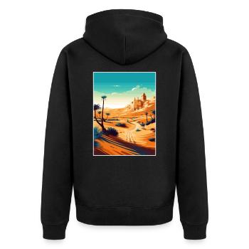 Sahara Wüste Afrika Reise Poster Souvenir WPA - Unisex Premium Bio Zip Hoodie - Schwarz - Hinten - Nico (187cm)