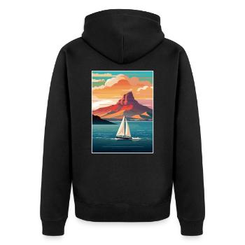 Cape Town Afrique du Sud Affiche de voyage Souvenir WPA - Veste à capuche bio Premium Unisexe - noir - Dos - Nico (187cm)