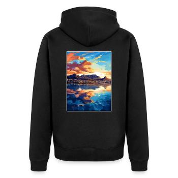 Cape Town Afrique du Sud Affiche de voyage Souvenir WPA - Veste à capuche bio Premium Unisexe - noir - Dos - Nico (187cm)