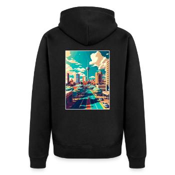 Johannesburg Südafrika Reiseposter Souvenir - Unisex Premium Bio Zip Hoodie - Schwarz - Hinten - Nico (187cm)