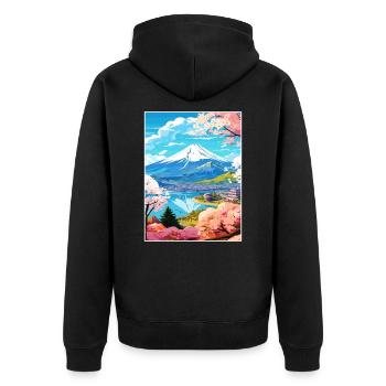 Japon Tokyo Voyage Affiche Souvenir Carte Postale Peinture - Veste à capuche bio Premium Unisexe - noir - Dos - Nico (187cm)