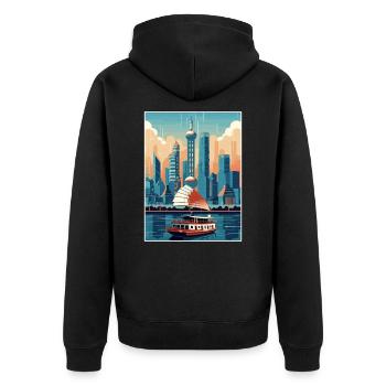 Shanghai Chine Voyage Affiche Souvenir Peinture WPA - Veste à capuche bio Premium Unisexe - noir - Dos - Nico (187cm)