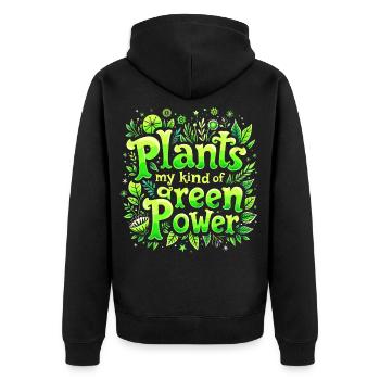 LES PLANTES : MON GENRE DE POUVOIR VERT - Veste à capuche bio Premium Unisexe - noir - Dos - Nico (187cm)