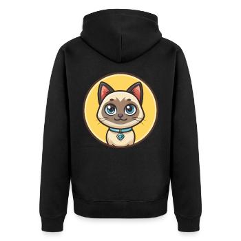 Chat thaïlandais race dessin animé Kawaii Animal Pet - Veste à capuche bio Premium Unisexe - noir - Dos - Nico (187cm)