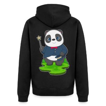 Panda Zauberer Zauberstab - Unisex Premium Bio Zip Hoodie - Schwarz - Hinten - Nico (187cm)