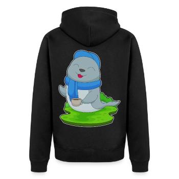 Tasse à café Seal - Veste à capuche bio Premium Unisexe - noir - Dos - Nico (187cm)