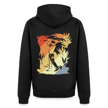 Vintage Golfspieler - Unisex Premium Bio Zip Hoodie - Schwarz - Hinten - Nico (187cm)