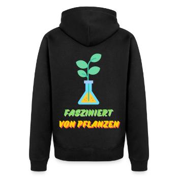 Fasziniert von Pflanzen - Unisex Premium Bio Zip Hoodie - Schwarz - Hinten - Nico (187cm)