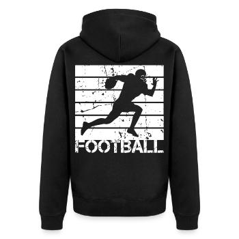 Footballspieler - Unisex Premium Bio Zip Hoodie - Schwarz - Hinten - Nico (187cm)