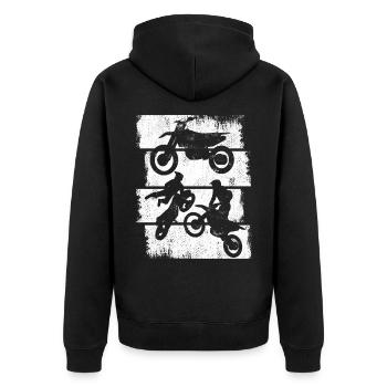 Croquis de motocross - Veste à capuche bio Premium Unisexe - noir - Dos - Nico (187cm)