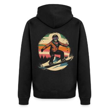 Snowboarder Illustration - Unisex Premium Bio Zip Hoodie - Schwarz - Hinten - Nico (187cm)