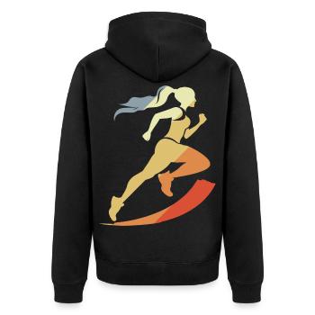 Vintage Runner Graphic - Unisex Premium Organic Zip Hoodie - black - Back - Nico (187cm)