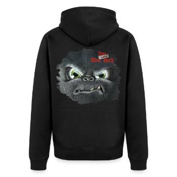 Das Kleine Böse Buch Böses Gesicht Und Logo - Unisex Premium Bio Zip Hoodie - Schwarz - Hinten - Nico (187cm)