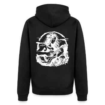 Hawaii Ukulele Mädchen Zeichnung - Unisex Premium Bio Zip Hoodie - Schwarz - Hinten - Nico (187cm)