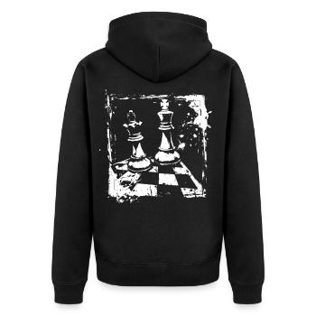 Chess queen and king - Unisex Premium Organic Zip Hoodie - black - Back - Nico (187cm)