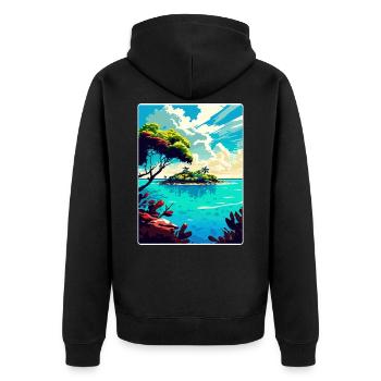 Belize Caribbean Travel Poster Souvenir Paint WPA - Unisex Premium Organic Zip Hoodie - black - Back - Nico (187cm)