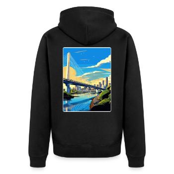 Sao Paulo Brésil Affiche de voyage Peinture Souvenir WPA - Veste à capuche bio Premium Unisexe - noir - Dos - Nico (187cm)