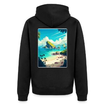 Bali Indonésie Voyage Affiche Souvenir Peinture WPA - Veste à capuche bio Premium Unisexe - noir - Dos - Nico (187cm)