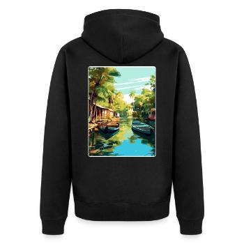 Tigre Argentinien Reise Poster Souvenir Farbe WPA - Unisex Premium Bio Zip Hoodie - Schwarz - Hinten - Nico (187cm)