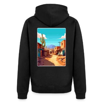 Jujuy Argentinien Reise Poster Souvenir Farbe WPA - Unisex Premium Bio Zip Hoodie - Schwarz - Hinten - Nico (187cm)