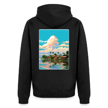Manaus Brasilien Reise Poster Souvenir Malerei WPA - Unisex Premium Bio Zip Hoodie - Schwarz - Hinten - Nico (187cm)