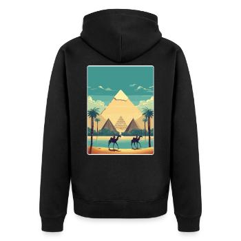 Kairo Ägypten Große Pyramiden Von Gizeh Reiseposter - Unisex Premium Bio Zip Hoodie - Schwarz - Hinten - Nico (187cm)