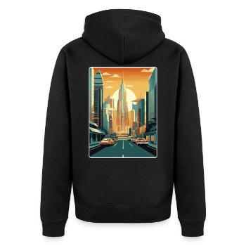 Bangkok Thailand Thai Reise Poster Souvenir WPA - Unisex Premium Bio Zip Hoodie - Schwarz - Hinten - Nico (187cm)
