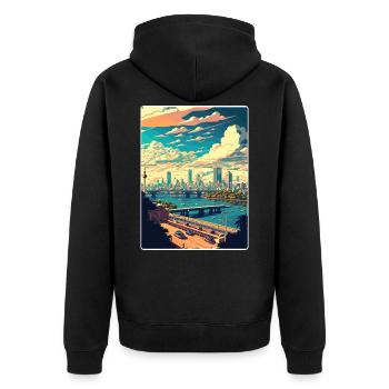 Bangkok Thailand Thai Reise Poster Souvenir WPA - Unisex Premium Bio Zip Hoodie - Schwarz - Hinten - Nico (187cm)