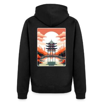 Séoul Corée du Sud Affiche de voyage Peinture Souvenir WPA - Veste à capuche bio Premium Unisexe - noir - Dos - Nico (187cm)