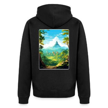 Bali Indonésie Voyage Affiche Souvenir Peinture WPA - Veste à capuche bio Premium Unisexe - noir - Dos - Nico (187cm)