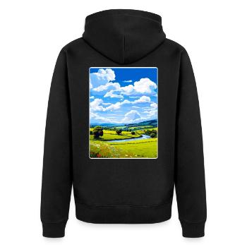 Wye Valley Aonb Reise Poster Souvenir Farbe WPA - Unisex Premium Bio Zip Hoodie - Schwarz - Hinten - Nico (187cm)