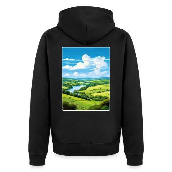 Wye Valley Aonb Travel Poster Souvenir Paint WPA - Unisex Premium Organic Zip Hoodie - black - Back - Nico (187cm)